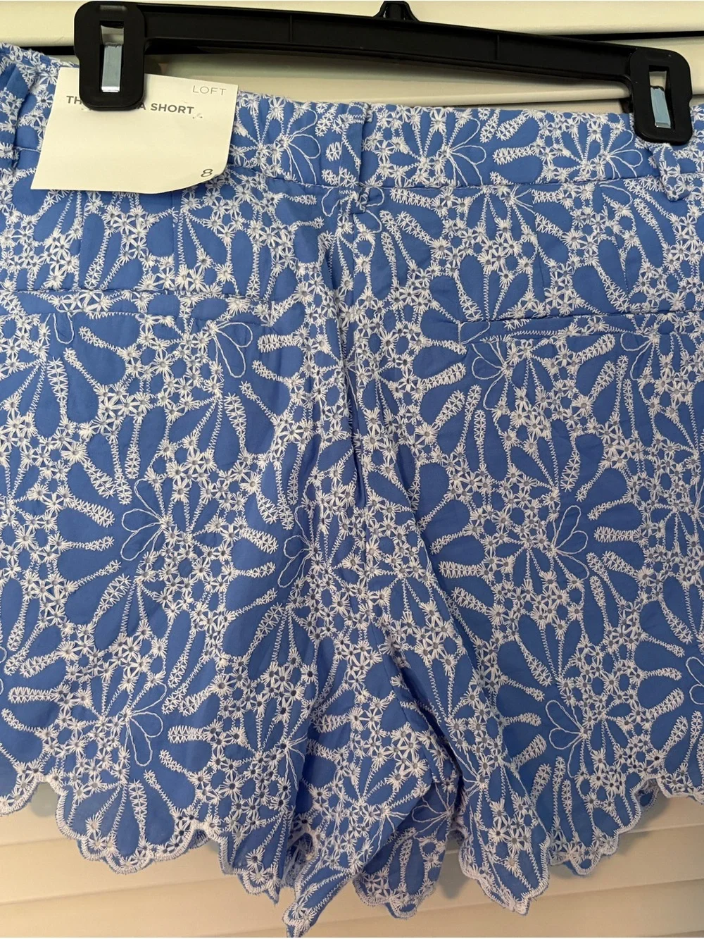 LOFT Blue Floral Eyelet Lace Shorts - Picture 3 of 3